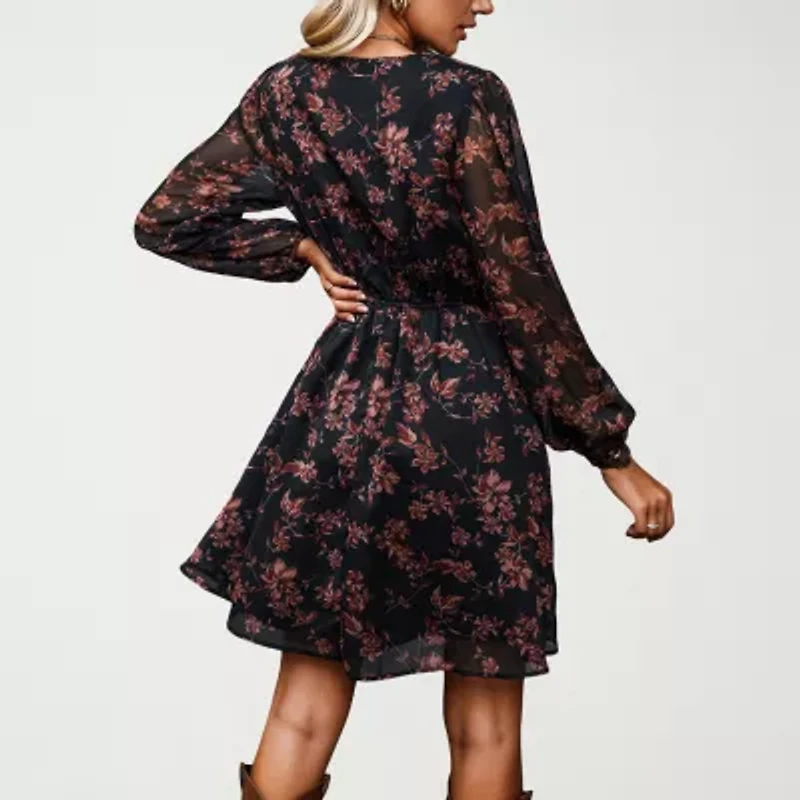 CUPSHE Womens Long Sleeve Floral Peasant Dress
