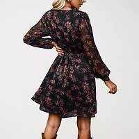 CUPSHE Womens Long Sleeve Floral Peasant Dress