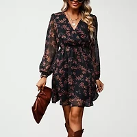 CUPSHE Womens Long Sleeve Floral Peasant Dress