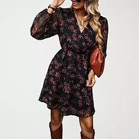 CUPSHE Womens Long Sleeve Floral Peasant Dress
