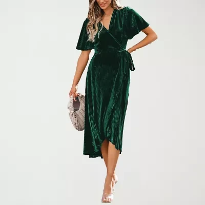 CUPSHE Womens Elbow Sleeve Midi Wrap Dress
