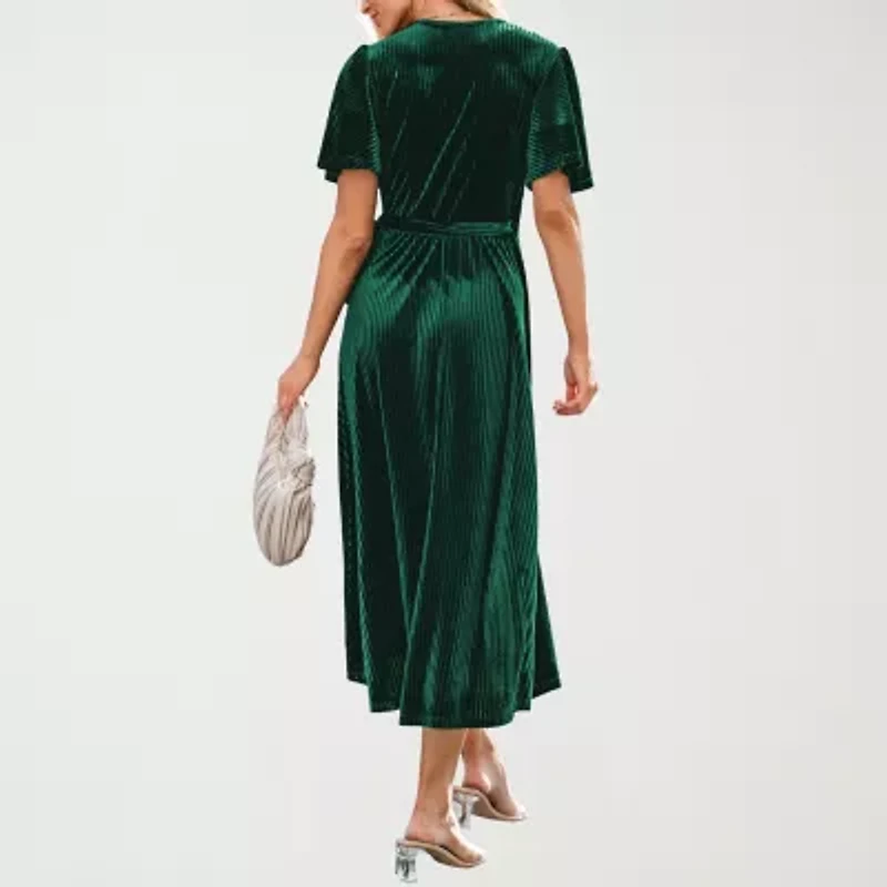 CUPSHE Womens Elbow Sleeve Midi Wrap Dress