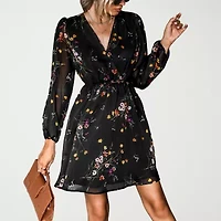 CUPSHE Womens Long Sleeve Floral Peasant Dress
