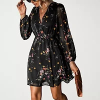 CUPSHE Womens Long Sleeve Floral Peasant Dress