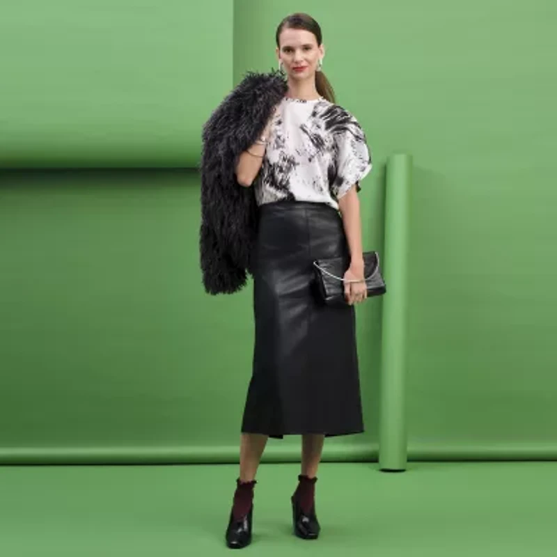 Worthington Womens Faux Fur Midweight Coat