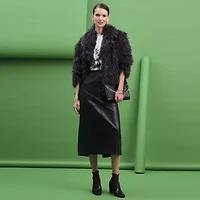 Worthington Womens Faux Fur Midweight Coat