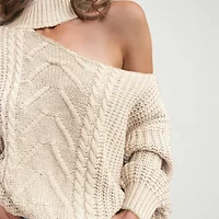 CUPSHE Womens High Neck Cut Outs Long Sleeve Pullover Sweater