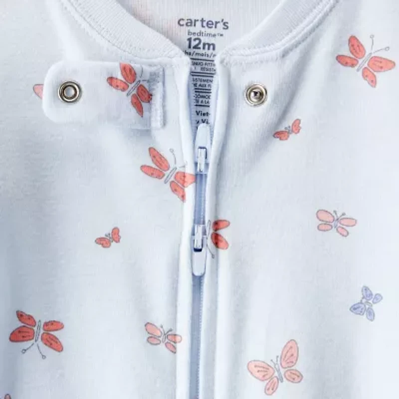 Carter's Baby Girls Footed Crew Neck Long Sleeve One Piece Pajama