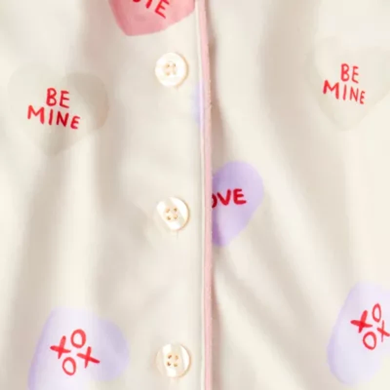 Carter's Conversation Heart Toddler Girls Fleece Long Sleeve 2-pc. Pajama Sets