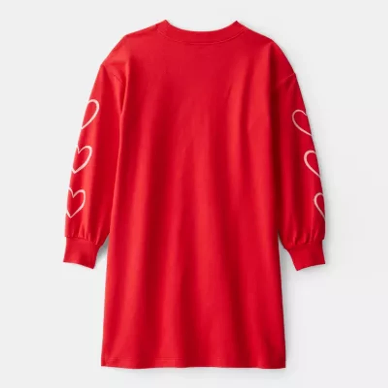 Carter's Big Kid Girls Long Sleeve Cuffed Hearts Sweatshirt Dress