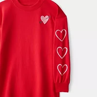 Carter's Big Kid Girls Long Sleeve Cuffed Hearts Sweatshirt Dress