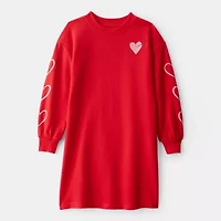 Carter's Big Kid Girls Long Sleeve Cuffed Hearts Sweatshirt Dress