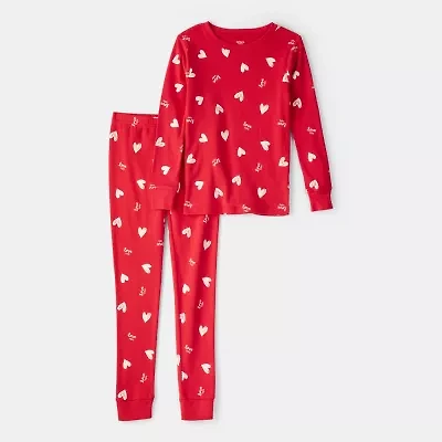 Carter's Valentines Day Little & Big Kid Unisex Round Neck Long Sleeve 2-pc. Pajama Sets