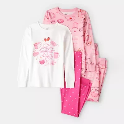 Carter's Girls Round Neck Long Sleeve 4-pc. Pajama Sets