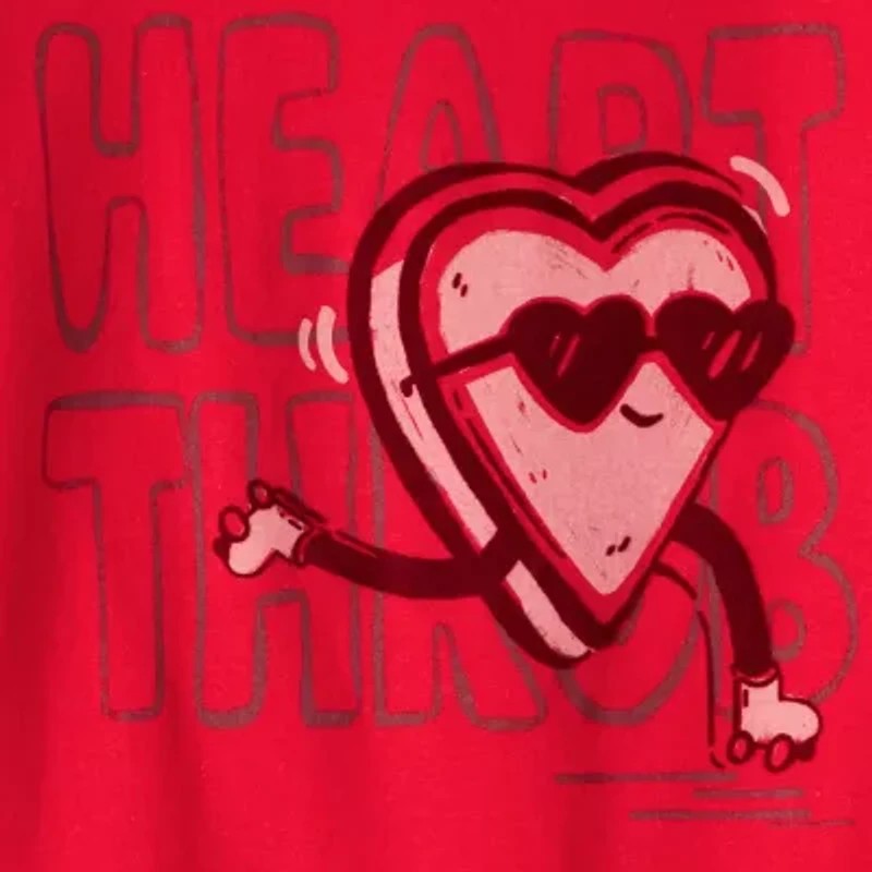 Carter's Valentines Day Boys Round Neck Long Sleeve Regular Fit Graphic T-Shirt