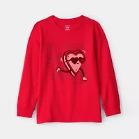Carter's Valentines Day Boys Round Neck Long Sleeve Regular Fit Graphic T-Shirt