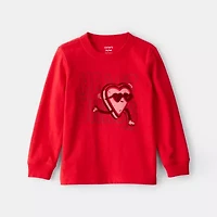 Carter's Valentines Day Toddler Boys Round Neck Long Sleeve Regular Fit Graphic T-Shirt