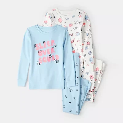 Carter's Girls Round Neck Long Sleeve 4-pc. Pajama Sets