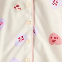 Carter's Conversation Heart Little & Big Kid Girls Fleece Long Sleeve 2-pc. Pajama Sets