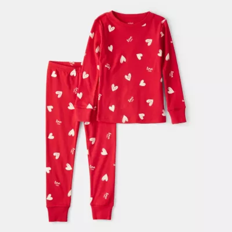 Carter's Valentines Day Toddler Unisex Round Neck Long Sleeve 2-pc. Pajama Sets