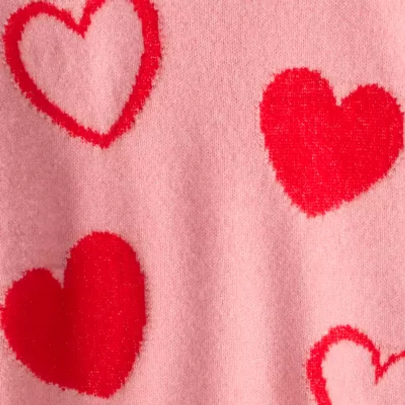 Carter's Girls Heart Round Neck Long Sleeve Pullover Sweater