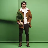 Dockers Mens Faux Shearling Midweight Coat