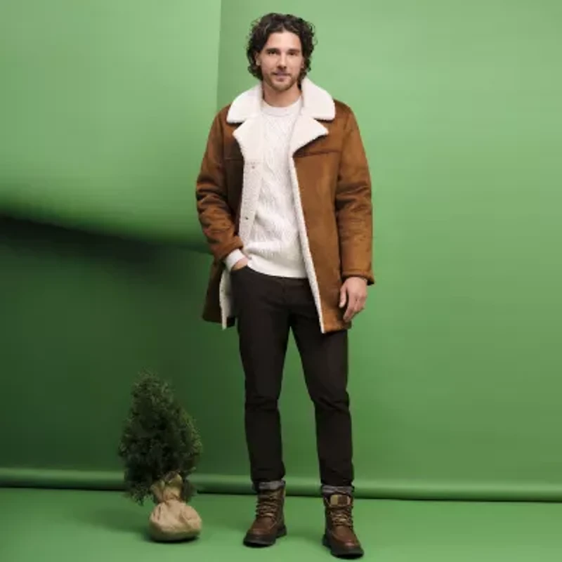 Dockers Mens Faux Shearling Midweight Coat