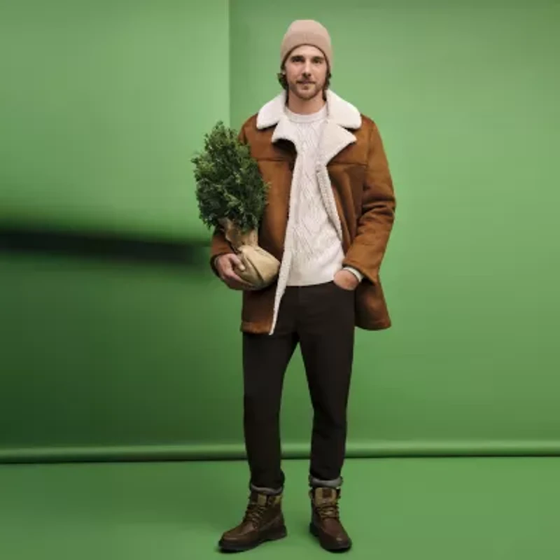 Dockers Mens Faux Shearling Midweight Coat