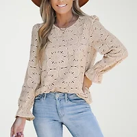 CUPSHE Womens Round Neck Long Sleeve Blouse
