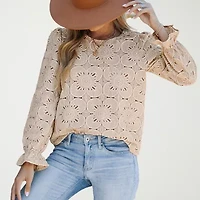 CUPSHE Womens Round Neck Long Sleeve Blouse