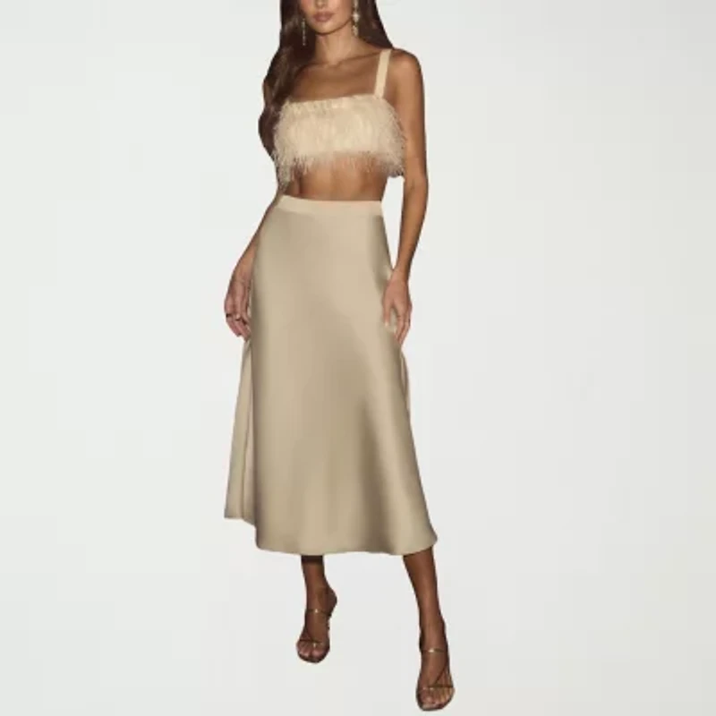 CUPSHE Womens High Rise Midi A-Line Skirt