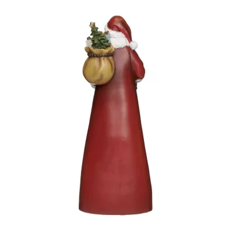 Roman 14h Lighted Swirl Santa With Cardinals Christmas Tabletop Decor