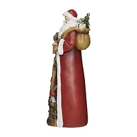 Roman 14h Lighted Swirl Santa With Cardinals Christmas Tabletop Decor