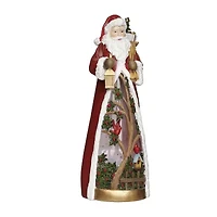 Roman 14h Lighted Swirl Santa With Cardinals Christmas Tabletop Decor