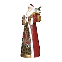 Roman 14h Lighted Swirl Santa With Cardinals Christmas Tabletop Decor