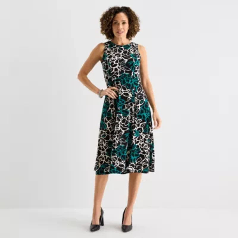 Danny & Nicole Womens Floral Midi Jacket Dress