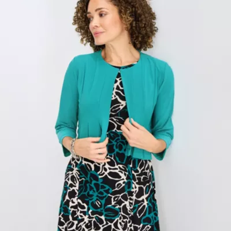 Danny & Nicole Womens Floral Midi Jacket Dress