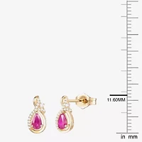 (J-K/I2-I3) Womens Gemstone and 1/10 CT. T.W. Natural Diamond 10K Gold Pear Drop Earrings