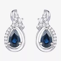 (J-K/I2-I3) Womens Gemstone and 1/10 CT. T.W. Natural Diamond 10K Gold Pear Drop Earrings