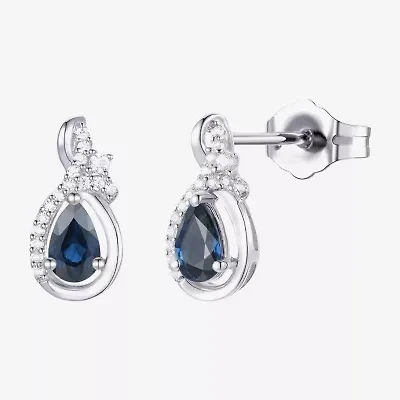 (J-K/I2-I3) Womens Gemstone and 1/10 CT. T.W. Natural Diamond 10K Gold Pear Drop Earrings
