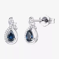 (J-K/I2-I3) Womens Gemstone and 1/10 CT. T.W. Natural Diamond 10K Gold Pear Drop Earrings