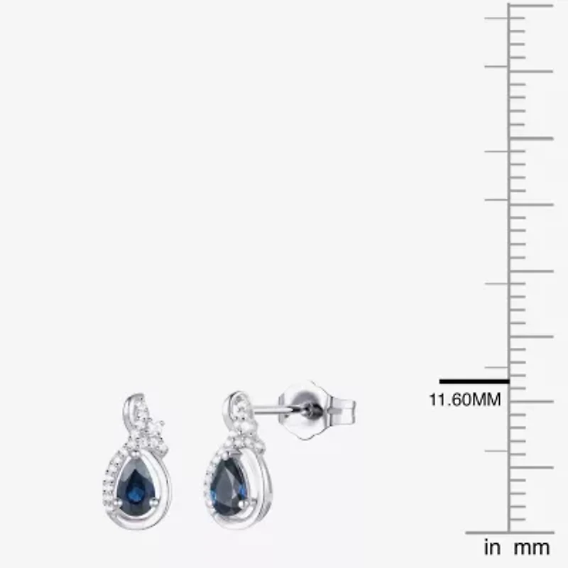(J-K/I2-I3) Womens Gemstone and 1/10 CT. T.W. Natural Diamond 10K Gold Pear Drop Earrings