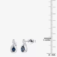 (J-K/I2-I3) Womens Gemstone and 1/10 CT. T.W. Natural Diamond 10K Gold Pear Drop Earrings