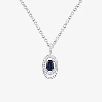 (I-J/I2-I3) Womens 1/10 CT. T.W. Genuine Blue Sapphire 10K White Gold Oval 18 Inch Pendant Necklace