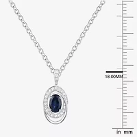 (I-J/I2-I3) Womens 1/10 CT. T.W. Genuine Blue Sapphire 10K White Gold Oval 18 Inch Pendant Necklace