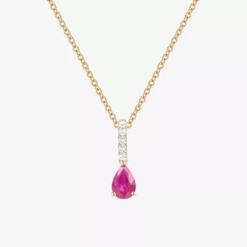 (J-K/I2-I3) Womens Diamond Accent & Gemstone 10K Gold Pear 18 Inch Pendant Necklace