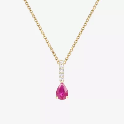 (J-K/I2-I3) Womens Diamond Accent & Gemstone 10K Gold Pear 18 Inch Pendant Necklace