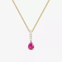 (J-K/I2-I3) Womens Diamond Accent & Gemstone 10K Gold Pear 18 Inch Pendant Necklace