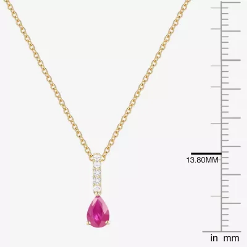 (J-K/I2-I3) Womens Diamond Accent & Gemstone 10K Gold Pear 18 Inch Pendant Necklace