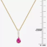 (J-K/I2-I3) Womens Diamond Accent & Gemstone 10K Gold Pear 18 Inch Pendant Necklace
